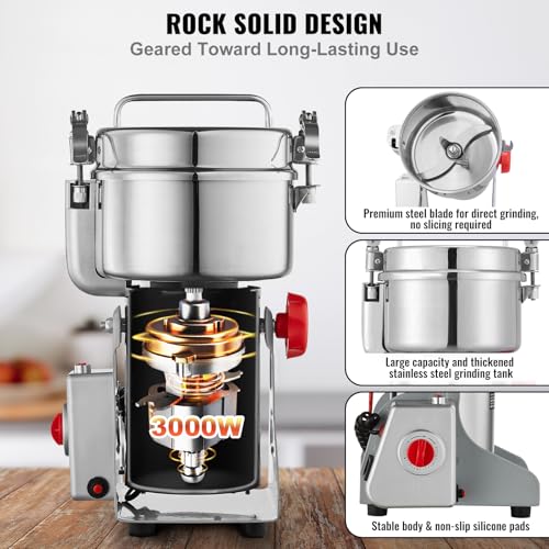 Electric Grain Mill Grinder 1000g - 3000W High-Speed Spice & Cereal Pulverizer