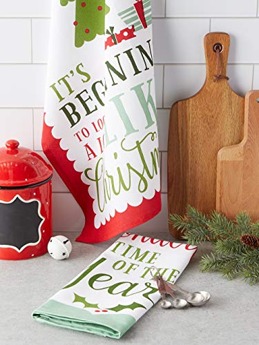 DII Holiday Kitchen Towel Set 18x28 Inches, Christmas Sayings, Pack of 2