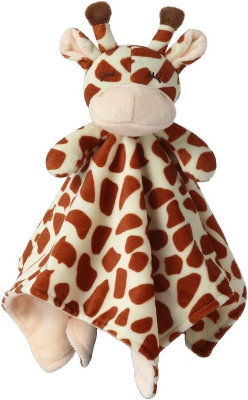 CREVENT Soft Plush Animal Face Security Blanket - Adorable Brown Giraffe for Boys & Girls, Perfect Gift for Birthdays & Baby Showers