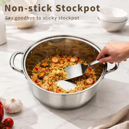 Lunalua 12 Quart Stainless Steel Stock Pot with Lid - Heavy Duty Canning & Cooking, Cool Grip Handles (1 Piece)