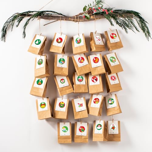 288 Pcs Christmas Advent Stickers 1-24 Number Stickers Christmas Countdown Labels DIY Advent Calendar Labels for Gift Boxes Craft Xmas Party Supplies