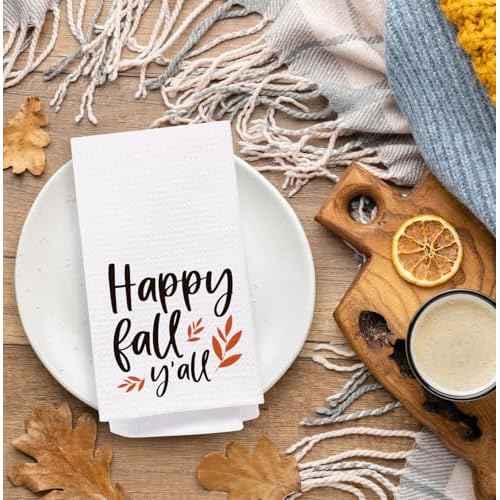 SPBL&L Happy Fall Y'all Kitchen & Bath Towels, Autumn Leaves Hand & Dish Towels, 16x24 Inches