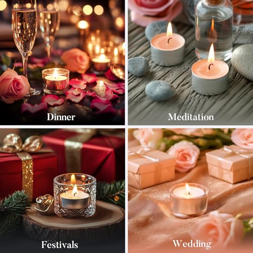 Palm Wax Tea Lights Candles 200 Pack - Unscented, 6 Hour Burn, Clean & Smokeless