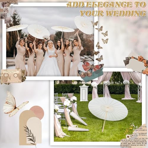 White Paper Umbrellas 24 Pack 33 Inch Wedding Parasol for DIY Crafts & Photography Props Variation of 24 / White