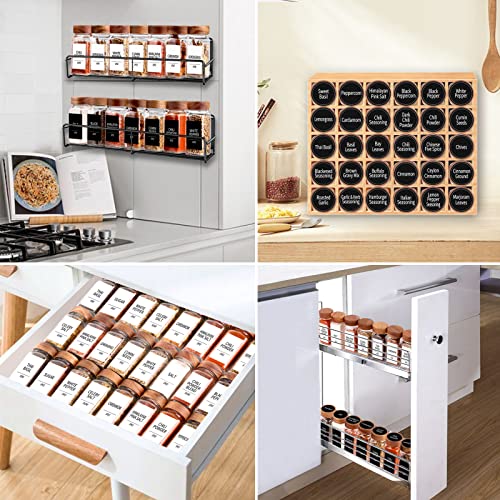 36 Pack Glass Spice Jars with Labels & Wooden Lids - Kitchen Organizer