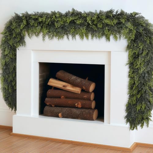 Green 9Ft Cedar Christmas Garland - 2 Pack Real Touch Holiday Decor