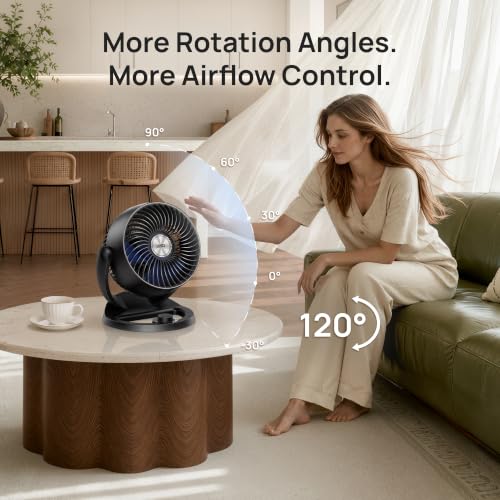 12-Inch Table Fan with 3 Speeds, 70ft Airflow, 120° Tilt, Low Noise, Quiet Desk Fan for Home Office Bedroom