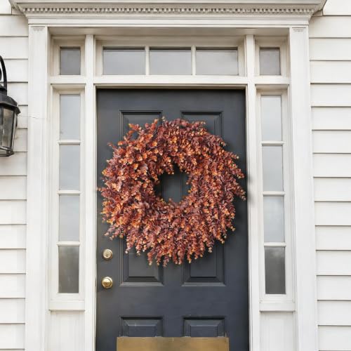 24-Inch Lifelike Fall Eucalyptus Wreath for Front Door - Autumn Decor