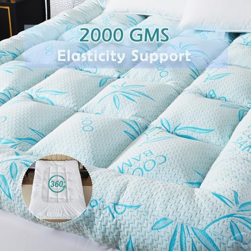 WhatsBedding Queen Mattress Topper 5 Inch Breathable Bamboo Viscose Memory Foam