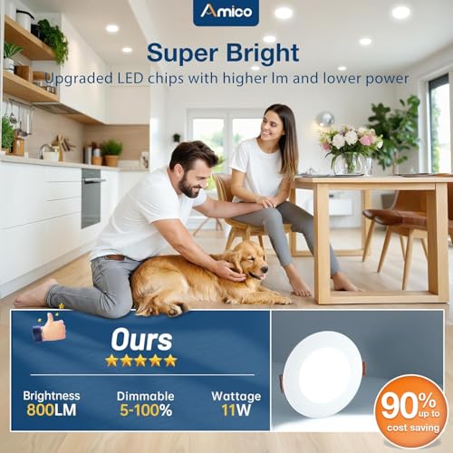 White 4 Inch LED Recessed Light with Junction Box, 5CCT, 800LM, 11W