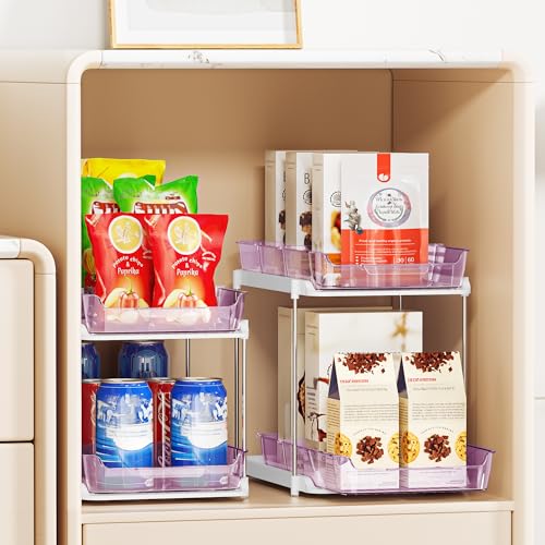Purple 2-Pack Multi-Purpose Under Sink & Kitchen Organizer with Movable Dividers