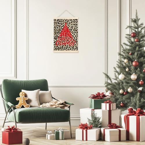 JINYO Christmas Wall Art Poster Six - Leopard Print Holiday Decor, 12x16 Inches