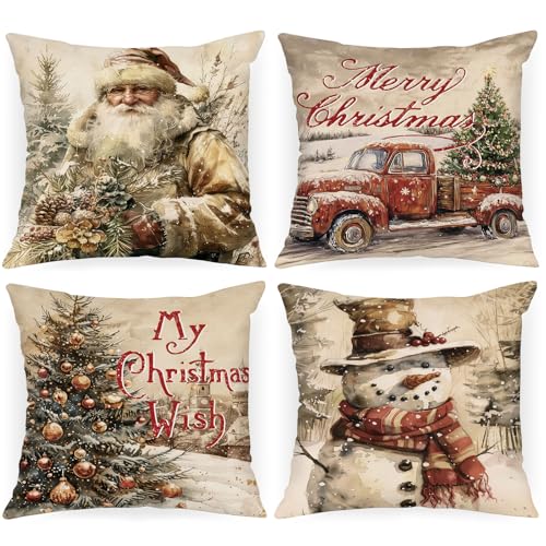 Lanpn 24x24 Christmas Throw Pillow Covers Set of 4 - Festive Holiday Cushion Cases