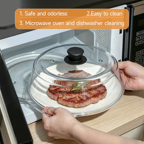 10-Inch Glass Microwave Splatter Cover with Silicone Handle - Food Safe, Dishwasher Safe, BPA-Free