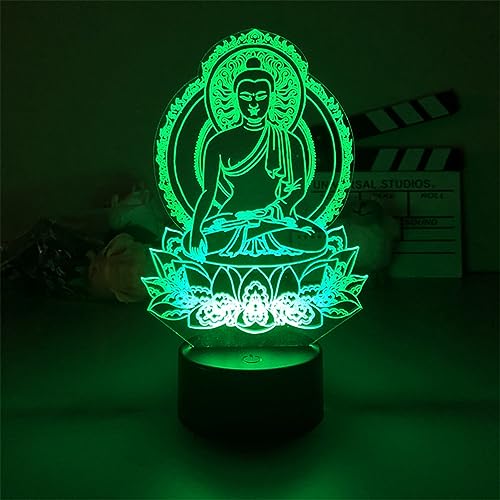 3D Buddha led Night Light Lamp Illusion Night Light 16 Color Changing Table Desk Decoration Lamps Gift Acrylic Flat ABS Base USB Cable Toy