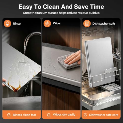 Titanium Cutting Board with Cutting Mat - 24 x 16 Inch Non-Slip Kitchen Chopping Surface