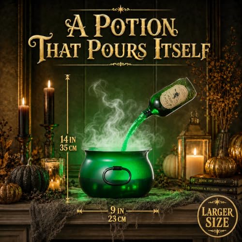Large Translucent Cauldron with Floating Potion Bottles Halloween Decor