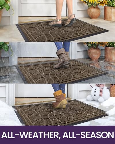 Outdoor Entrance Door Mat 32x48 Heavy Duty Non Slip Brown - All Weather Rug