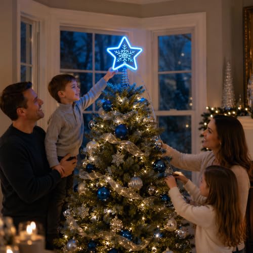 Zontruxe Christmas Star Tree Topper with LED Lights - Blue, USB or Battery Powered
