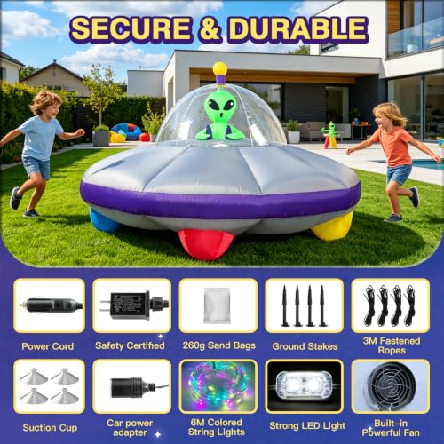Inflatable UFO Car Decorations Kit for Halloween Trunk or Treat
