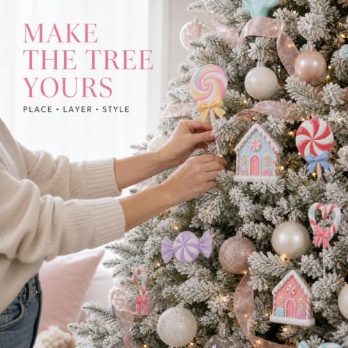 Fuutreo 24 Pcs Candy Christmas Tree Picks Pastel Lollipops Decor