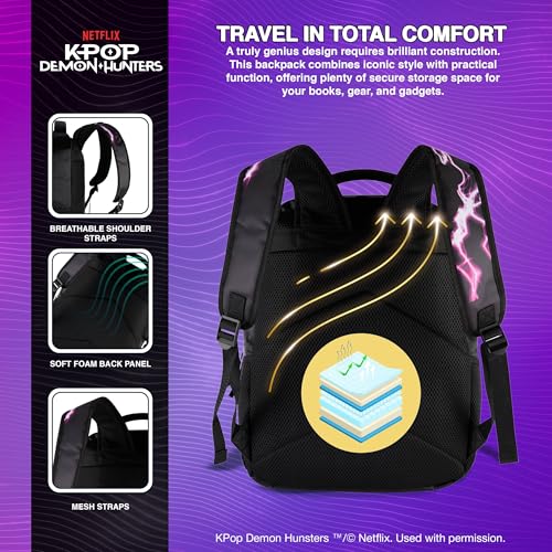 Huntrix 16” K-Pop Demon Hunters Backpack for Girls - Large, Rumi & Friends
