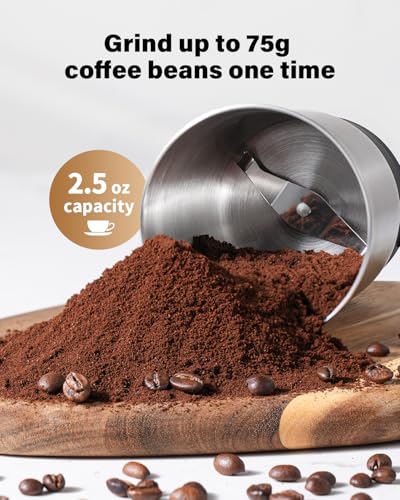 SHARDOR Electric Coffee Grinder with 2.5oz Capacity, 2 Bowls, Black