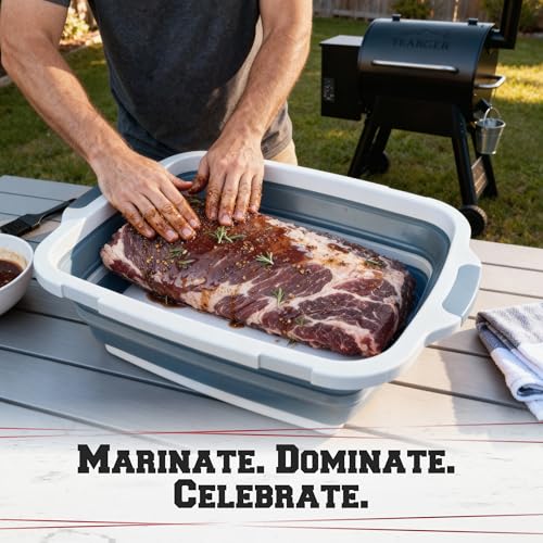 X-Large Collapsible BBQ & Smoker Prep Tub with Locking Lid - Gray
