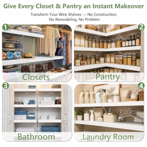 Wirshelfcova 5pcs Wire Shelf Covers for Pantry & Closet, 30" W x 12" D, White - Premium Engineered Wood