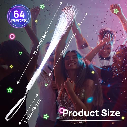 Miikoul 64 Pcs White Fiber Optic Glow Wands for Wedding Party Neon Event