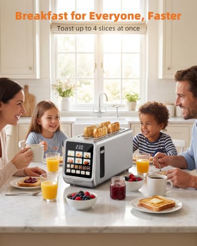 Keenstone 4-Slice Touch Screen Toaster with Wide Slots - Stainless Steel