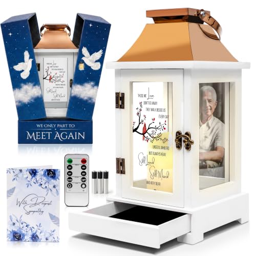 Memorial Lantern with Photo Frame & Keepsake Drawer - Copper | Sympathy Gift