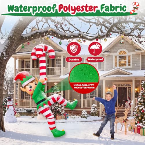 GUDELAK 8FT Inflatable Christmas Elf with LED Lights Outdoor Yard Decor