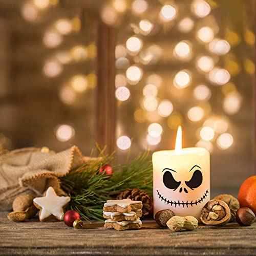 24pcs Halloween Christmas Ornaments Decal Jack and Sally Black Vinyl Ornaments Stickers and Fun Family Crafts Halloween Cartoon Skull Inspired Face Stickers Xmas Party Window Art Decal