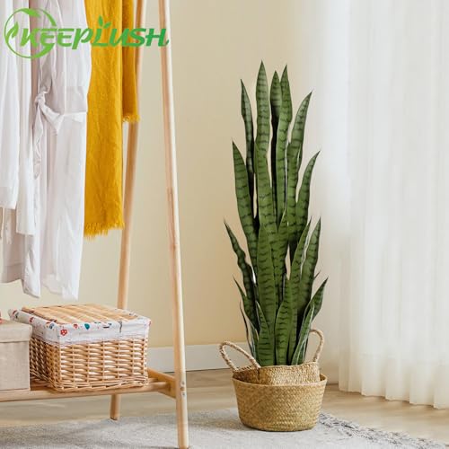 4ft Artificial Snake Plant - 46in Faux Sansevieria Indoor Outdoor Decor - Green 1Pcs