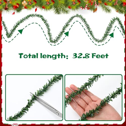 MARFOREVER 32.8Ft Artificial Christmas Pine Garland Greenery - Realistic Holiday Decor