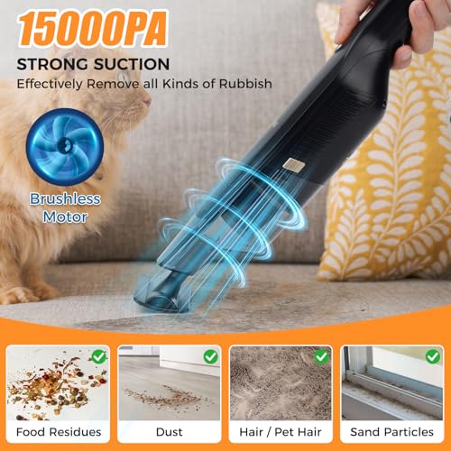 Cordless Handheld Vacuum Cleaner with Storage Dock - Black, 15KPa Suction