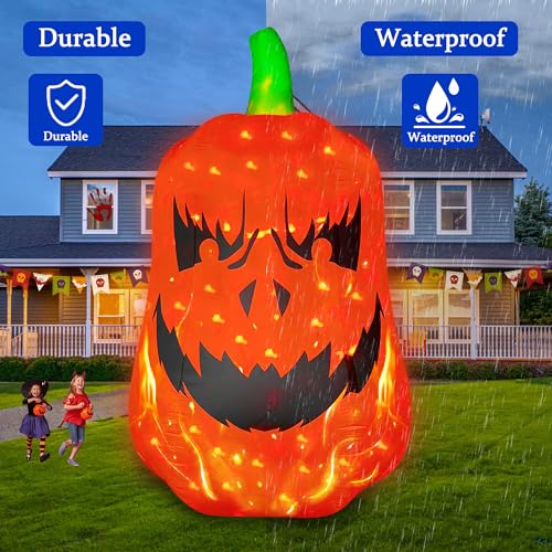 12FT Inflatable Jack O'Lantern Pumpkin Halloween Yard Decor with LED Lights