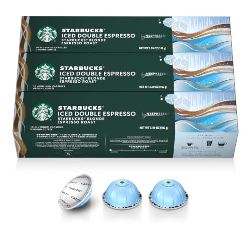 Starbucks Iced Blonde Roast Coffee Capsules for Nespresso Vertuo - 30 Count