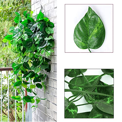 Epipremnum Aureum Fake Greenery Garland - 96 Pcs, 7.5ft Each, Wall & Garden Decor