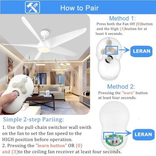 Replacement Remote Control for Hunter Ceiling Fan 99122/99123 - Dimmer & Fan Speed