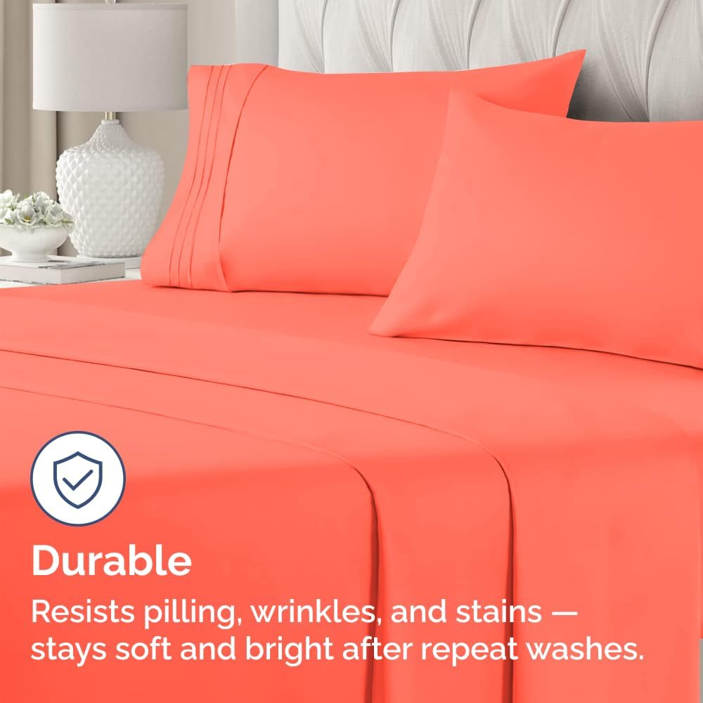 Standard Pillow Cases by Skiennix - Ultra-Soft Hotel Quality Covers | Comfy, Wrinkle-Free & Stain Resistant - 2 Piece Set in Coral