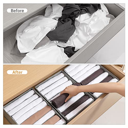 Grey 8-Grid T-Shirt Drawer Organizer for Clothes and Accessories