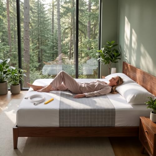 Grounding Sheet for Bed 105.4x23.1 Inch Gray - Organic Cotton Silver Fiber Fitted Sheet with Cord & Test Pen
