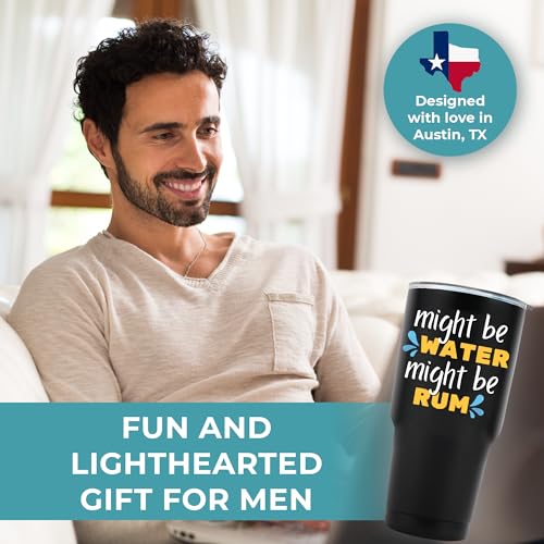 KEDRIAN Might Be Rum Tumbler 30oz - Unique Rum Lover Gift, Spill-Proof Stainless Steel Drinkware for Men