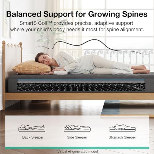 Grey Novilla Twin Hybrid Mattress - 6 Inch Gel Memory Foam & Innerspring Support