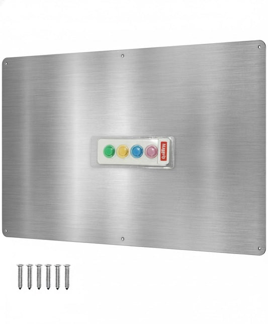 17.5inchX11.5inch Large Stainless Steel Plate for Magnets, 3M Adhesive Back, Mounting Screws, Ideal for Magnetic Shelf, Spice Holders, Colorful Magnets as a Gift. Mount Anywhere! (Silver, 1 Pack)