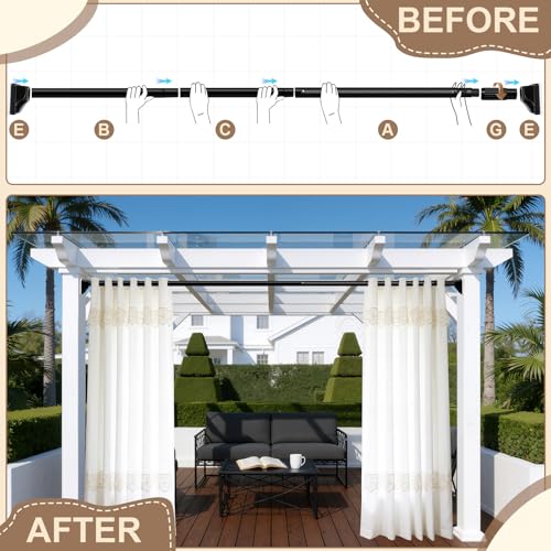 YNL Heavy Duty Black Tension Curtain Rod 41-173 Inch No Drilling, Renter-Friendly