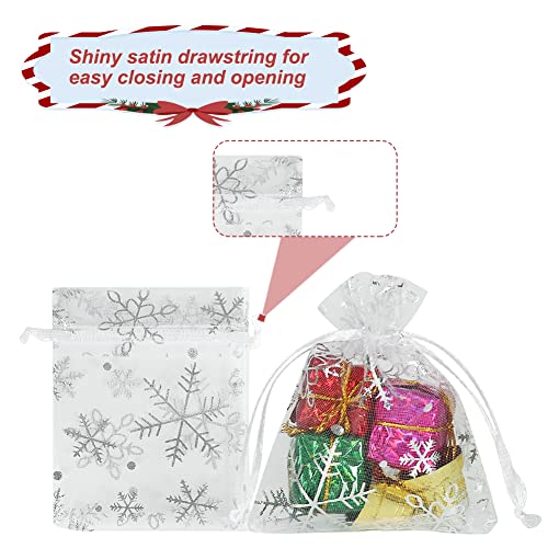 HRX Package 100pcs Snowflake Organza Gift Bags Christmas 3x4 inch,
