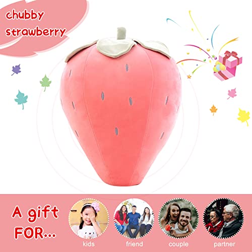 Cute Fruit Kids Pillow Stuffed Strawberry Plush Pillows Super Soft Girls Pillows Cushion Seat for Kids Toys (Pink,13.7''/35cm)1 Count (Pack of 1)